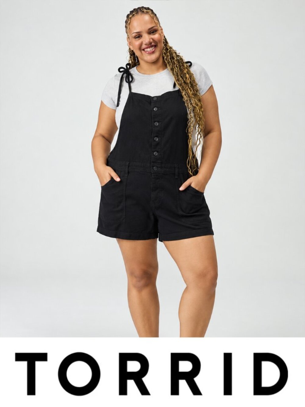Torrid Plus Size 24 (3X) Black 100% Cotton Romper / Shortalls with Tie Straps